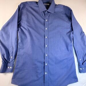 Ledbury Shirtmakers Dress Shirt Mens 16.5 35 Blue‎ Textured Cotton Button